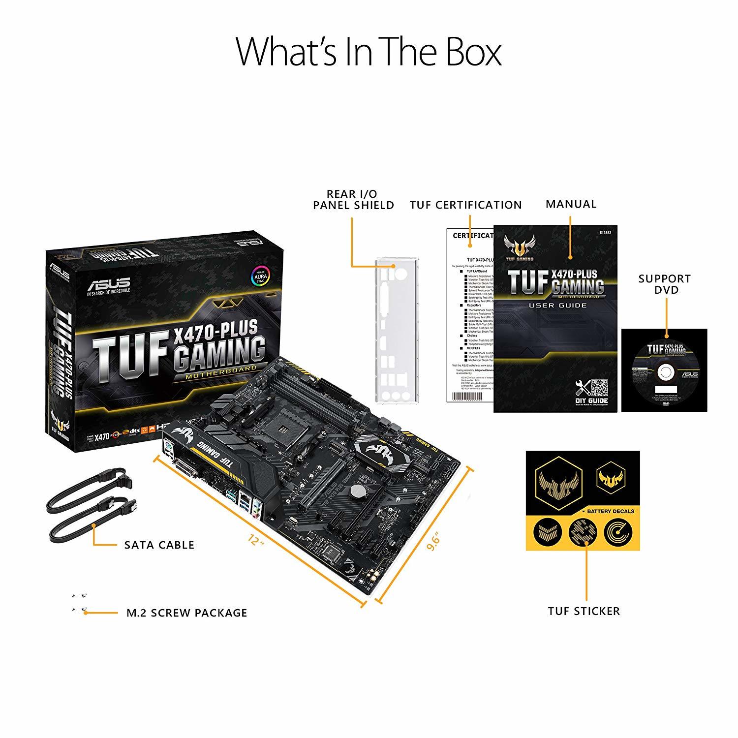 Asus TUF X470-Plus Gaming AMD Ryzen2 AM4 DDR4 Hdmi Dvi M.2 Atx Motherboard image