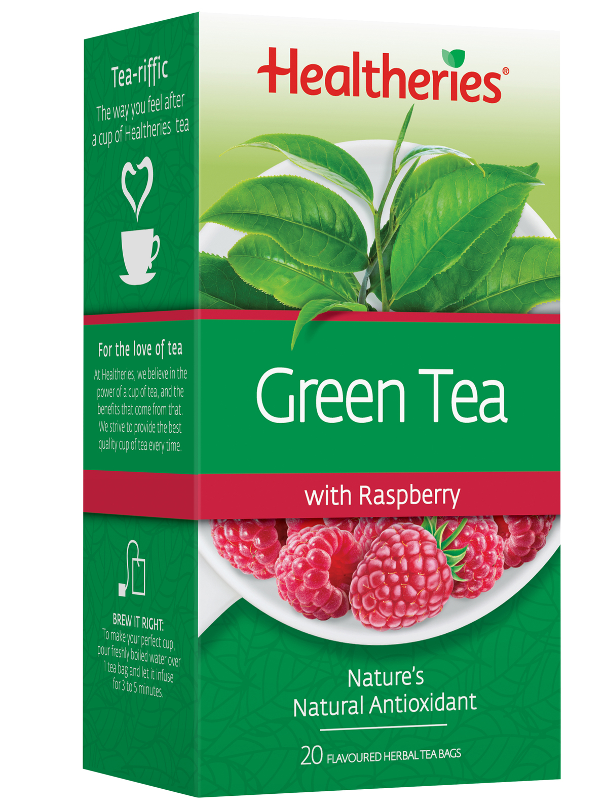 Healtheries Green Tea with Raspberry (Pack of 20) image