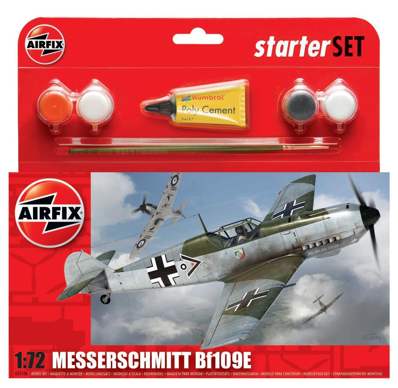 Airfix Messerschmitt Bf109E-3 Starter Set 1/72 Model Kit