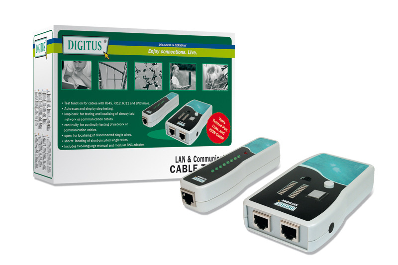 Digitus Cable Tester RJ45/RJ12/RJ11/BNC image