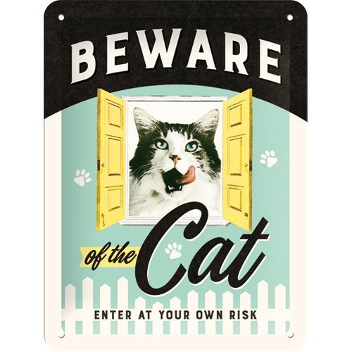 Nostalgic Art Tin Sign - Beware of the Cat image