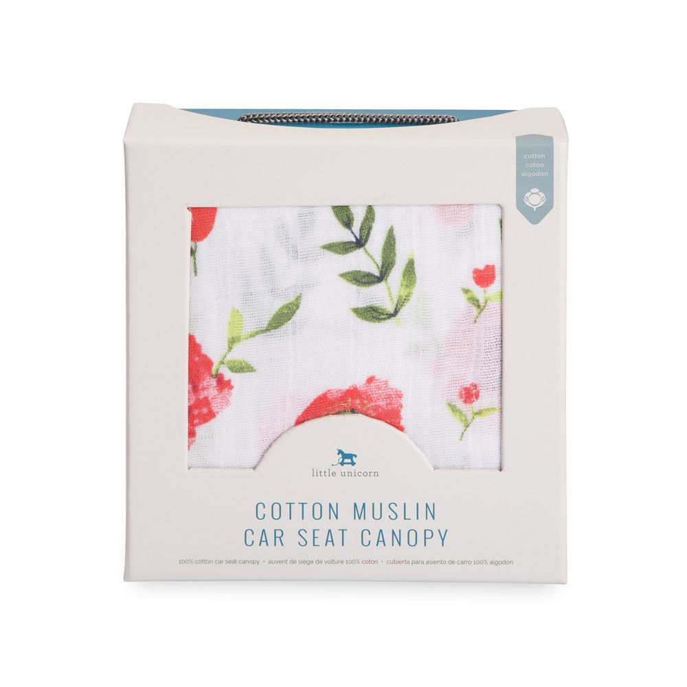 Little Unicorn: Muslin Car Seat Canopy - Summer Poppy