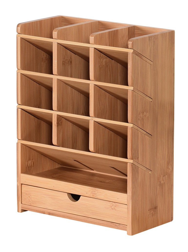 Buy MultiFunctional Bamboo Desk Organiser With Drawer at Mighty Ape NZ