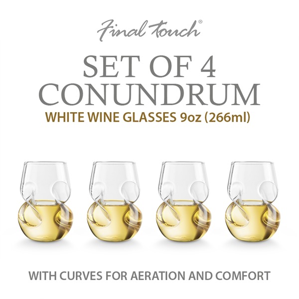 Final Touch Conundrum White Wine Glass Set at Mighty Ape NZ