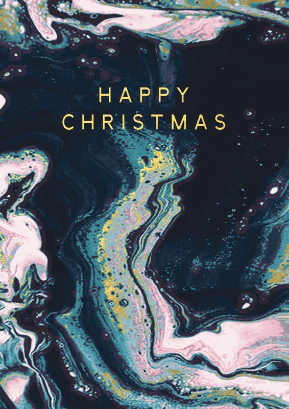 Happy Xmas (Black Marbled) - Greeting Card image