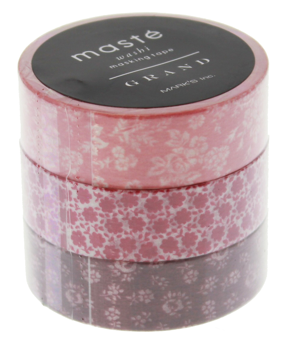 Maste Washi Tape - Red 10M Rolls (Set of 3)