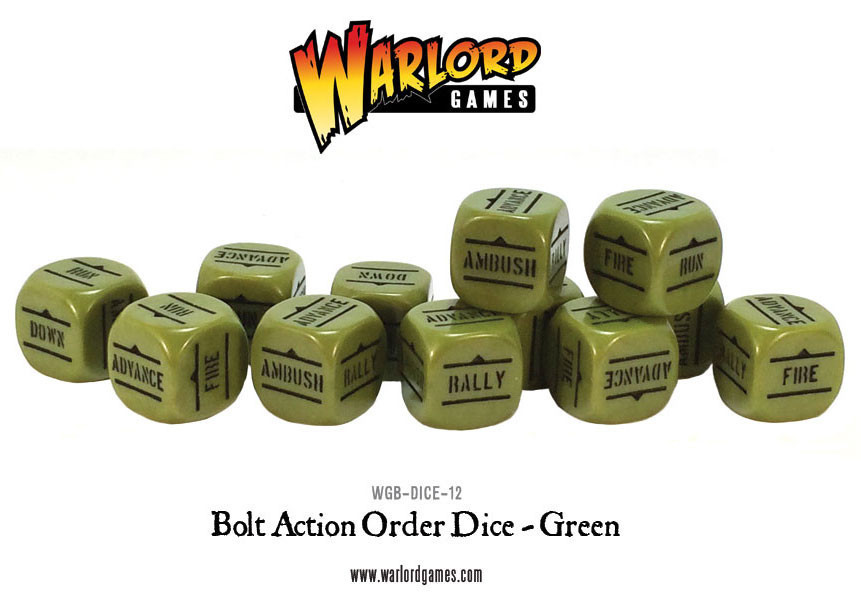 Bolt Action Orders Dice Green (12) image