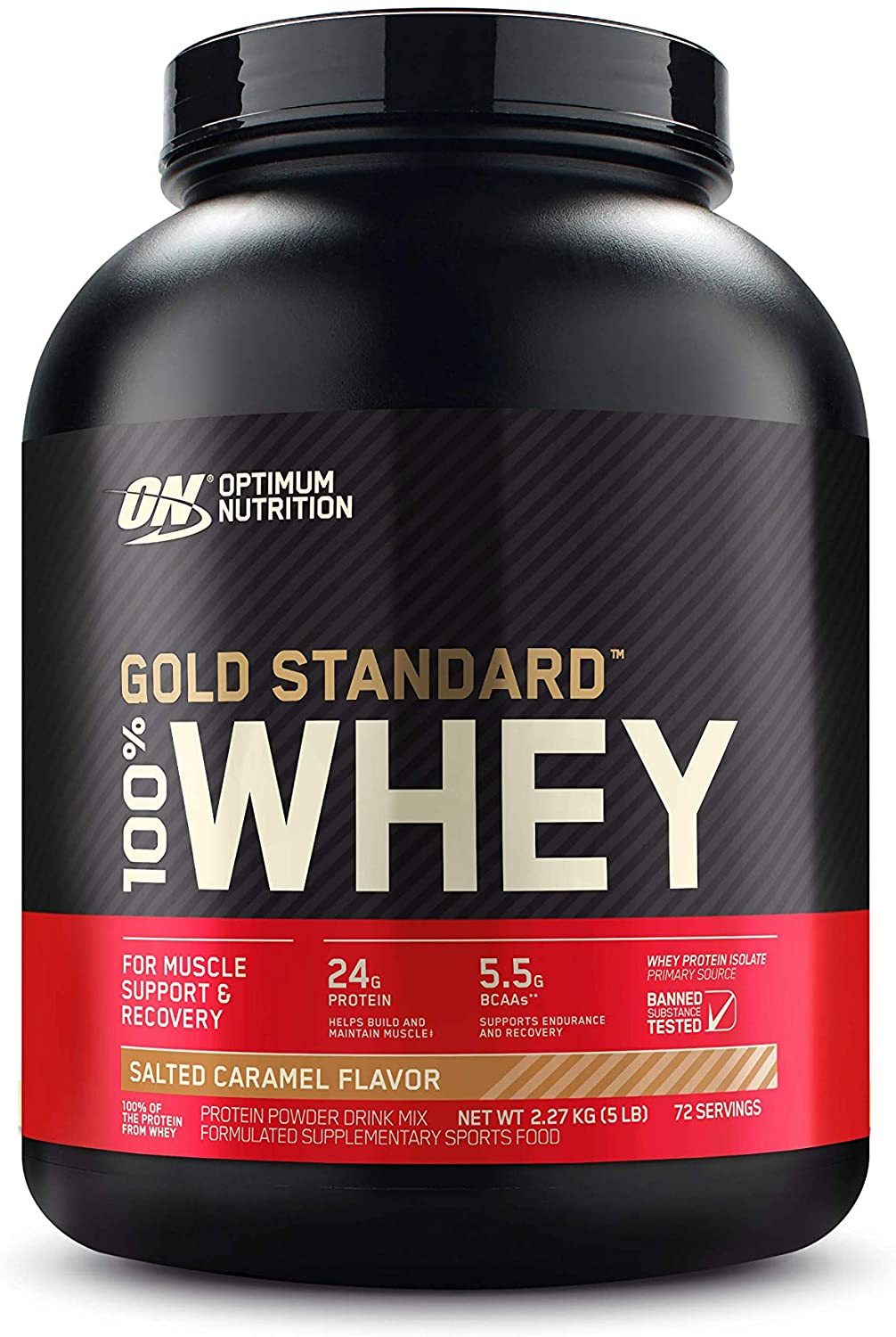 Buy Optimum Nutrition Gold Standard 100 Whey Salted Caramel (2.27kg) at Mighty Ape NZ