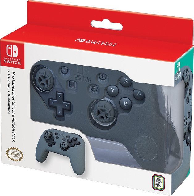 Nintendo Switch Pro Controller Action Grip & Thumb Buttons Grey