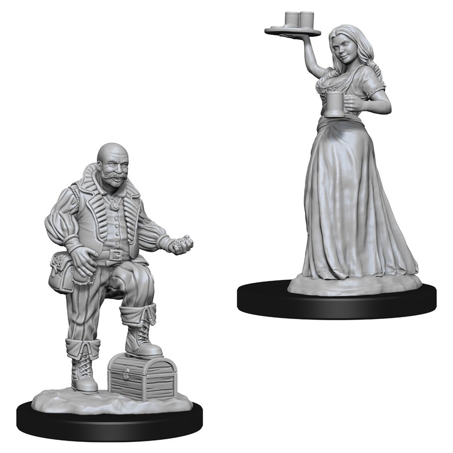 Pathfinder Deep Cuts: Unpainted Miniatures - Merchants (Serving Girl/Merchant)