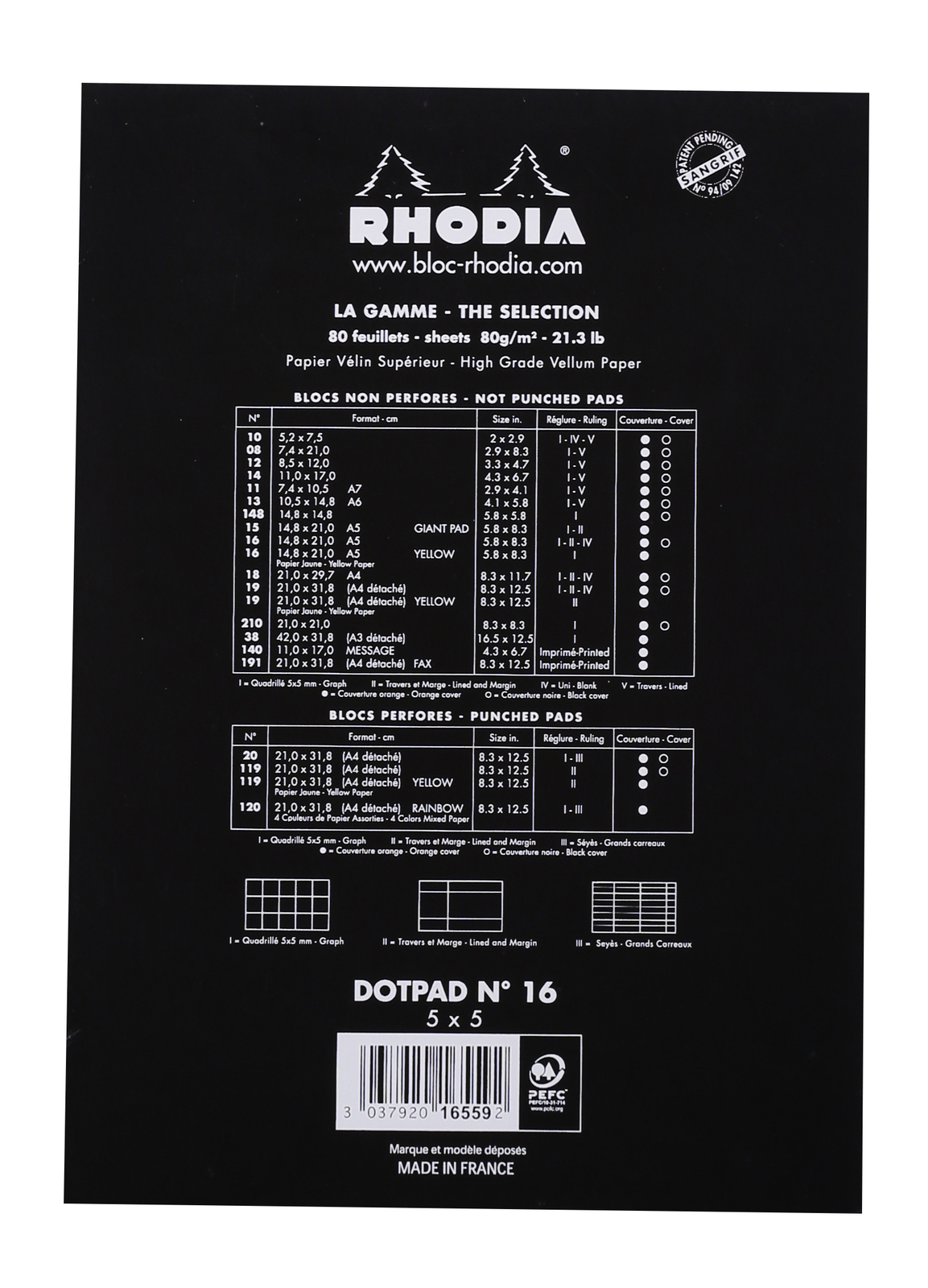Bloc Rhodia Dot Pad A5 Matrix Dots (Black) image
