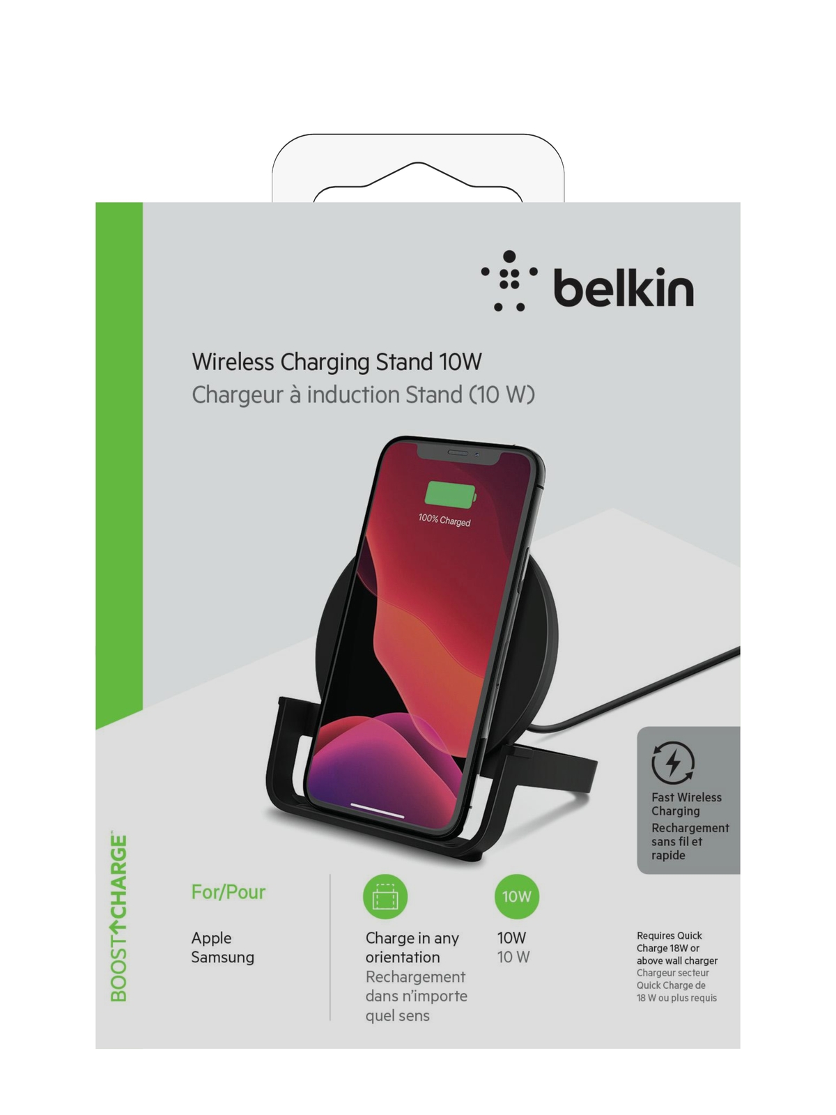 BOOST UP CHARGE Wireless Charging Stand 10W (AC Adapter Not Included) Black image