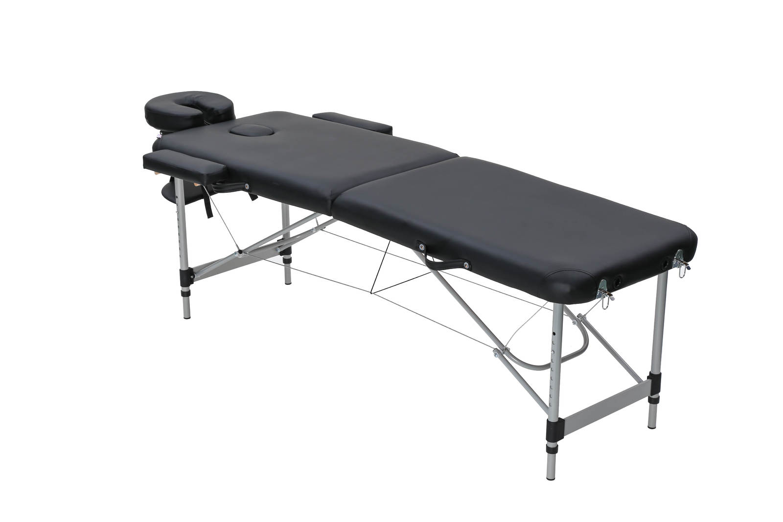 Portable 2-Fold Massage Table Bed Aluminium - Black image