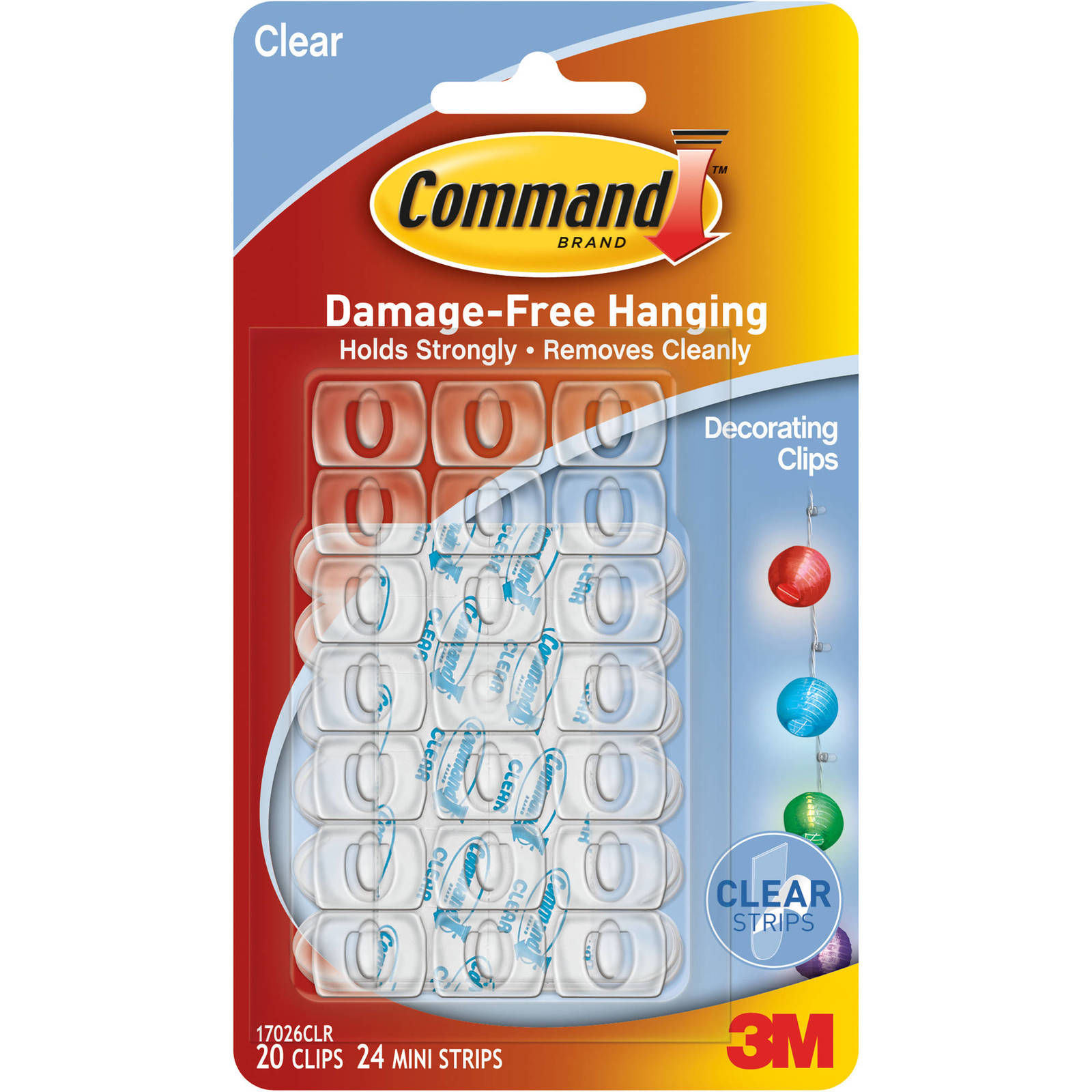 Command Clear Decorating Clips with Clear Strips (20 Pack) image