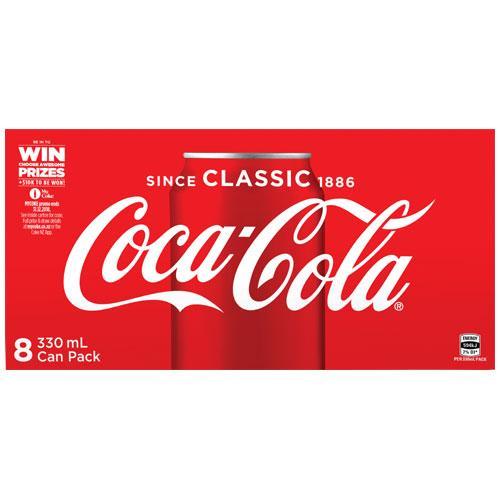 Coca-Cola Soft Drink Cans - 8 Pack (330ml) image