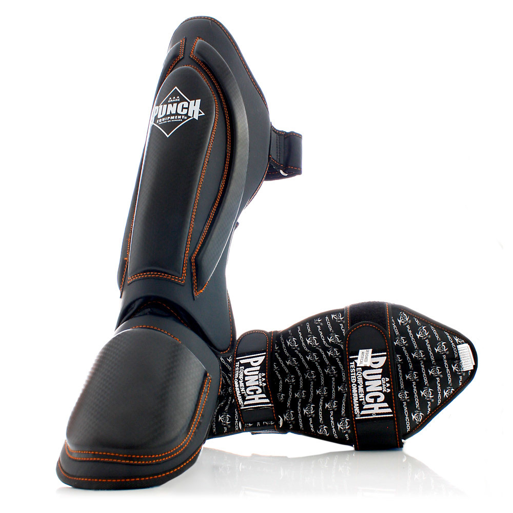 Punch Black Diamond Shin Pads - XL (Black/Orange) image