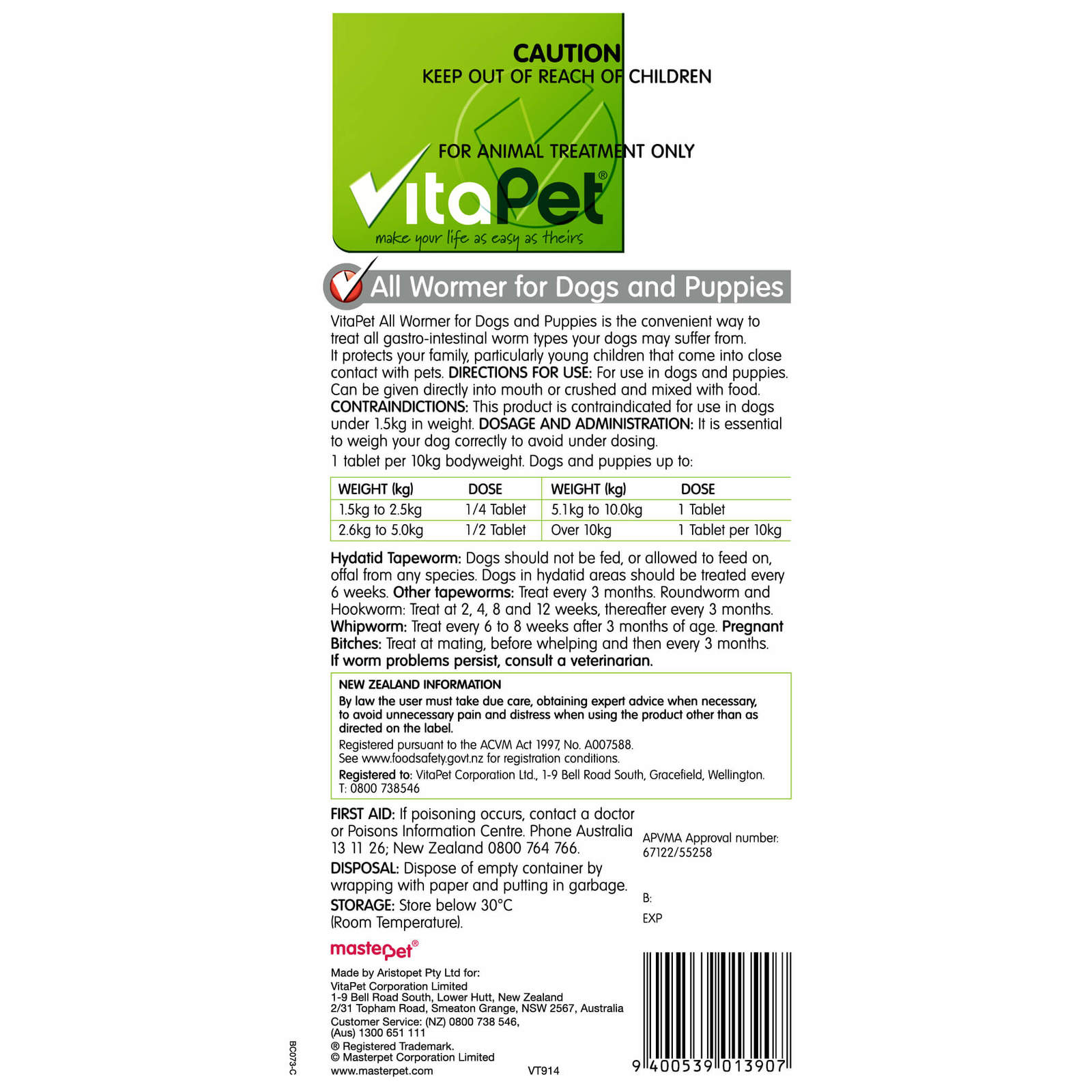 Vitapet: Super All Wormer Dogs & Puppies (4 Pack) image