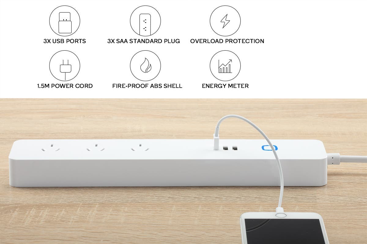 Kogan SmarterHome Smart Power Board With USB Ports & Energy Meter at
