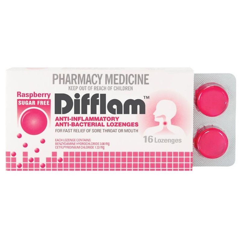 Difflam Lozenges - Sugarfree Raspberry (16's) image