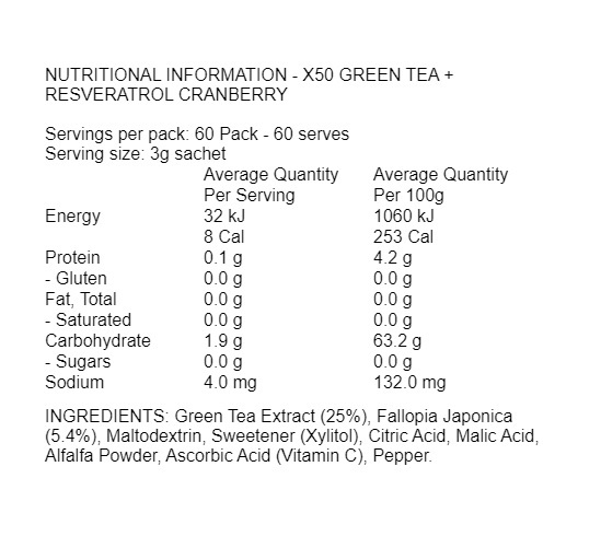 Green Tea X50 + Resveratrol - Cranberry (60 Sachets ) image