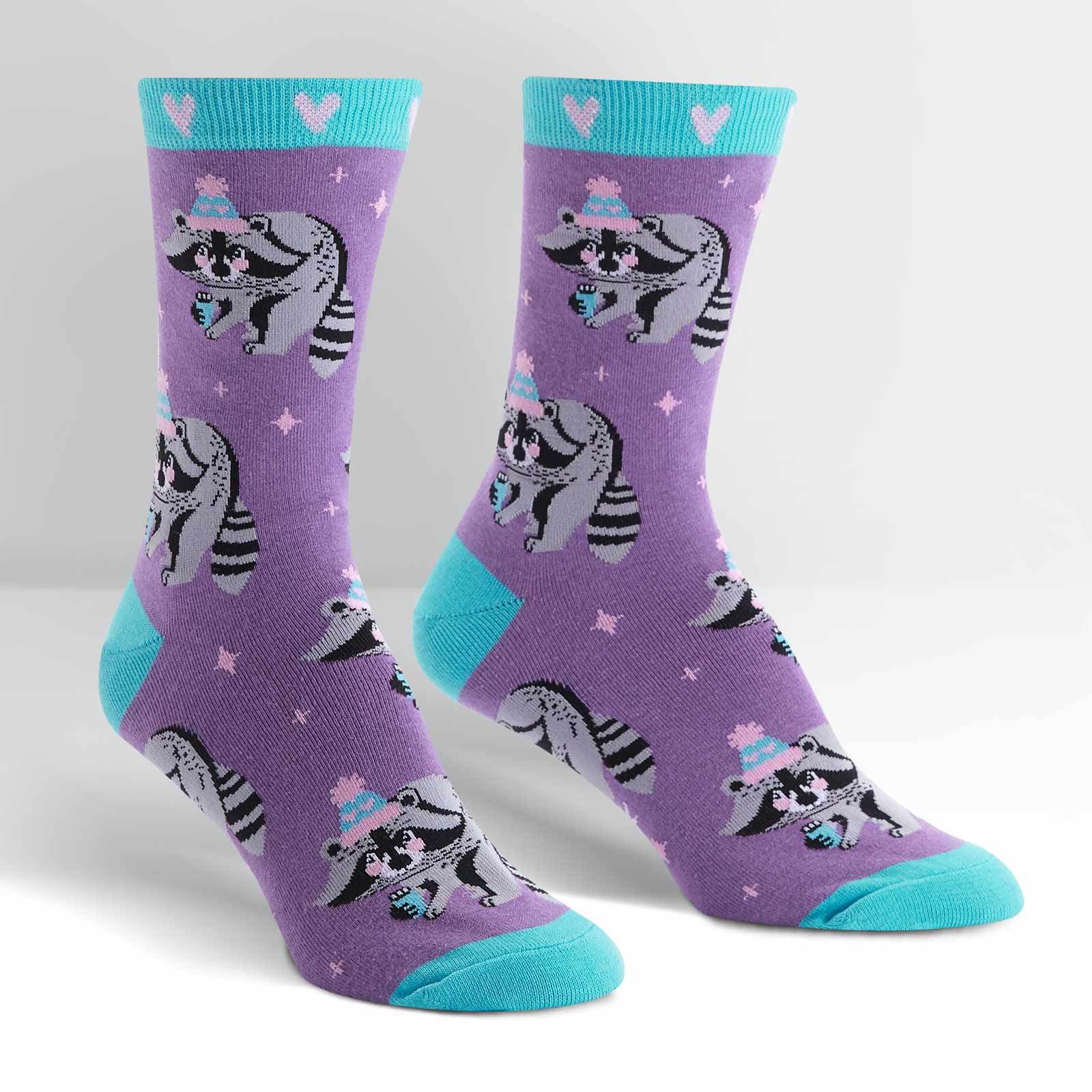 SOCK it to Me: Women's - Winter Raccoon Crew Socks image