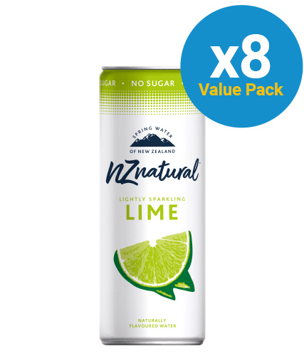 NZ Natural Sparkling Cans Lime 250ml (8 Pack) image