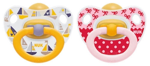NUK: Classic Happy Kids Latex Soothers - 18+ Months (2 Pack) - Pink + Yellow image