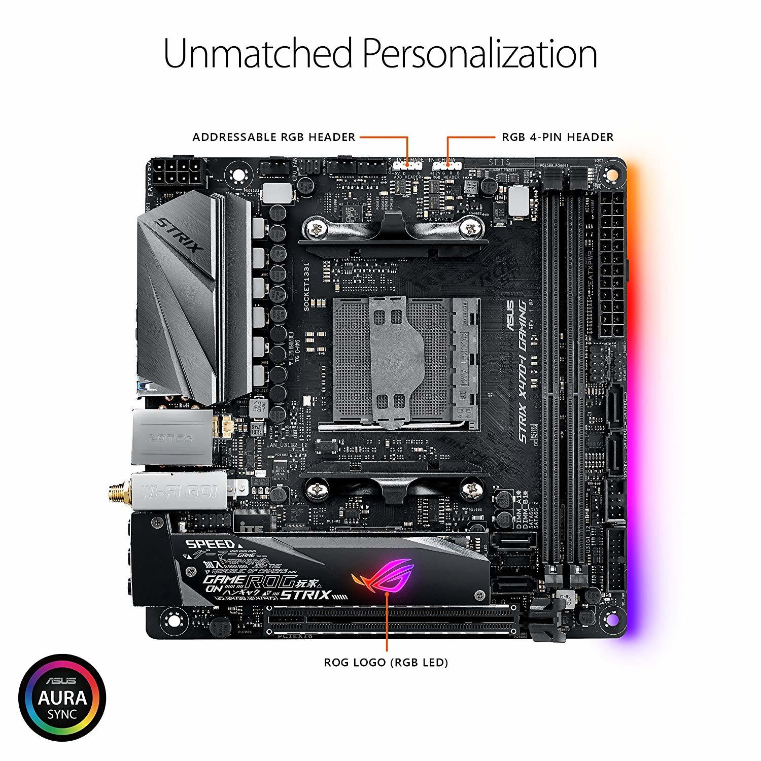 Asus Rog Strix X470-I Gaming AMD Ryzen2 AM4 HDMI M.2 Mini-Itx Motherboard image