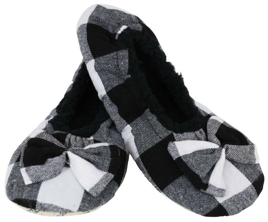 Slumbies White Women's Plaid Slippers (S) image