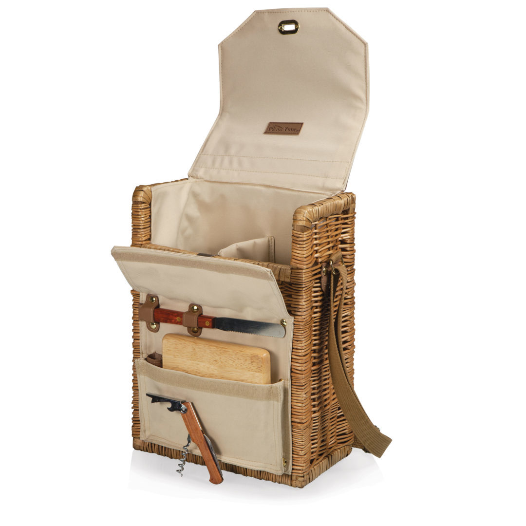 Picnic Time: Corsica Wine & Cheese Picnic Basket (Natural Willow) image