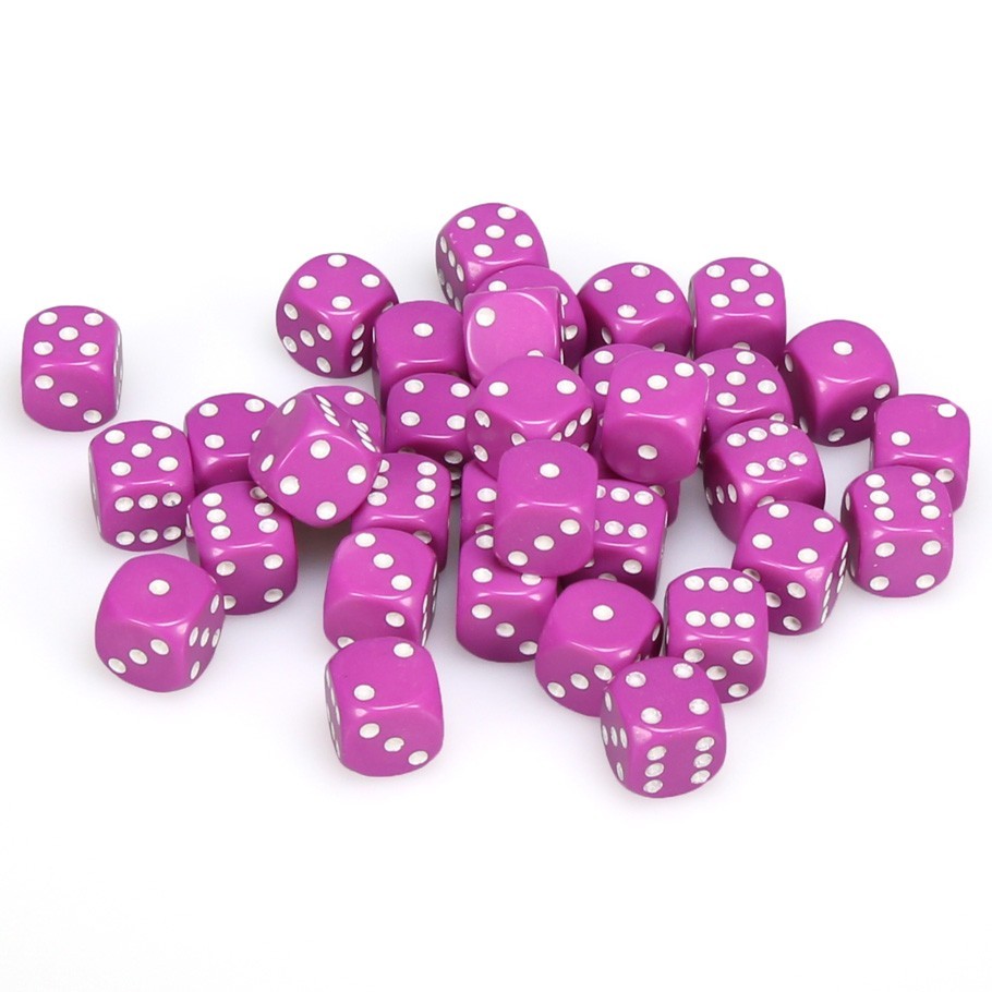 Chessex: D6 Opaque Cube Set (12mm) - Pink/White image