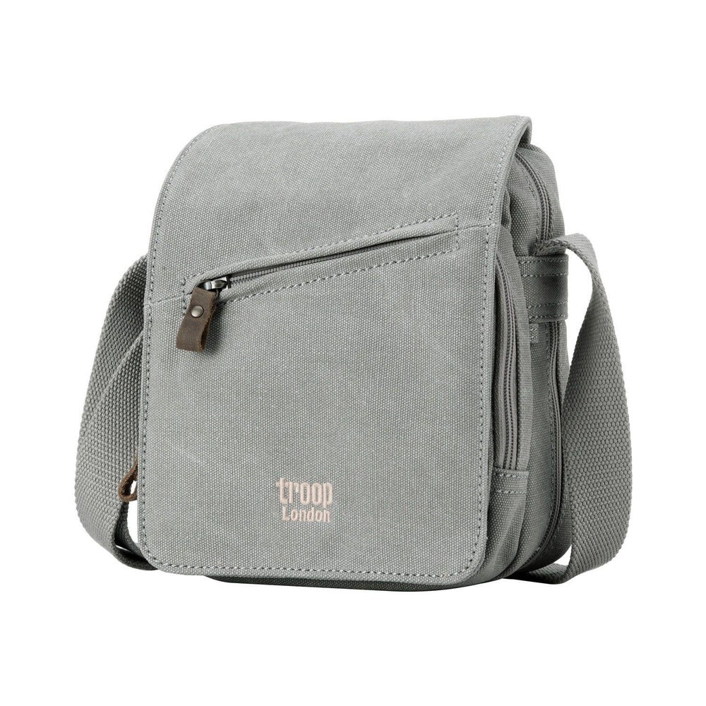 Troop London Classic Small Zip Front Cross Body Bag Ash Grey at