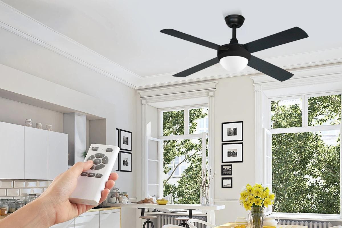 Buy Kogan 52″ 1300mm DC Motor Ceiling Fan with Light & Remote (Black) at Mighty Ape NZ