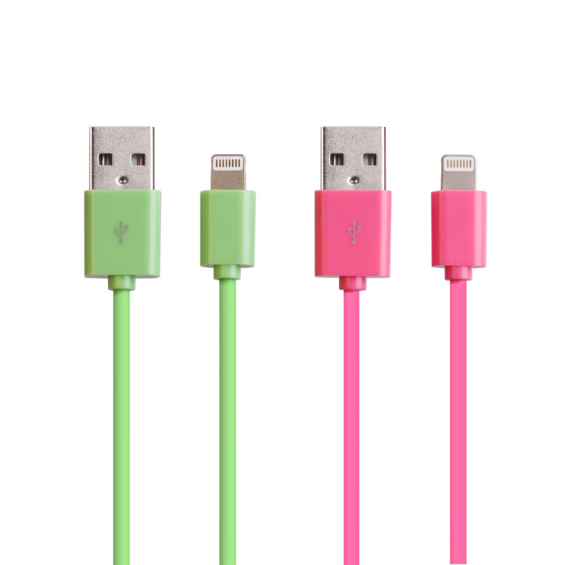 lightning cable twin pack pink and green image