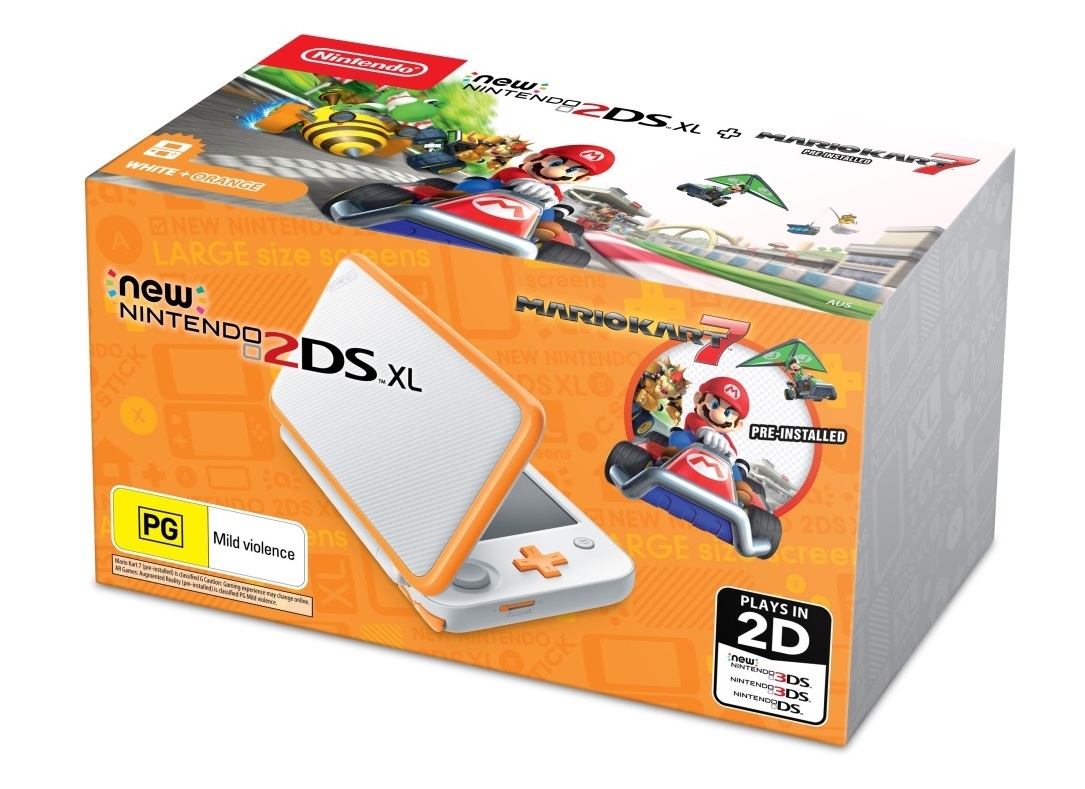 New Nintendo 2DS XL with Mario Kart 7 - White/Orange for Nintendo 3DS image