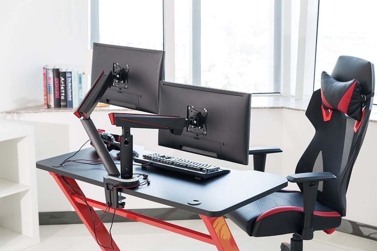 Kogan Dual Full Motion SpringAssisted RGB Gaming Monitor Mount with