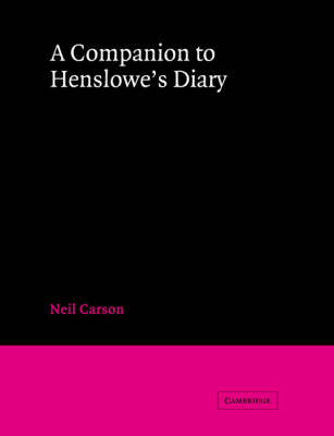 A Companion to Henslowe's Diary by Neil Carson image
