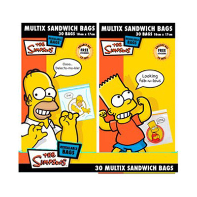 Multix Resealable Simpson's Sandwich Bags 30 Pack image