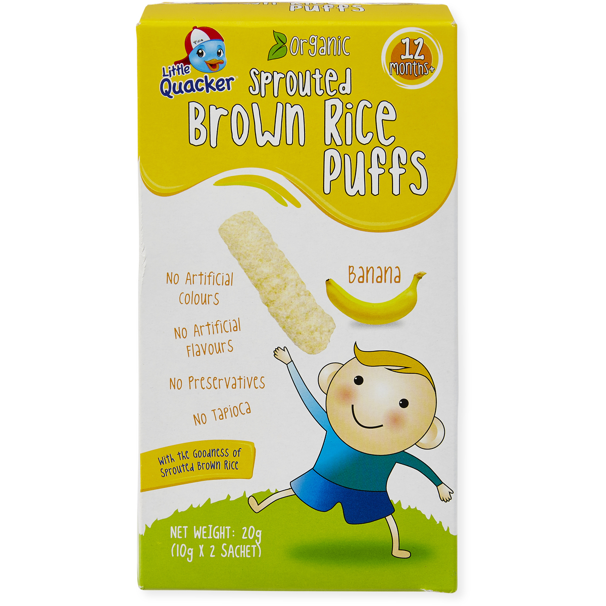 Little Quacker: Sprouted Brown Rice Puffs - Banana (20g) image