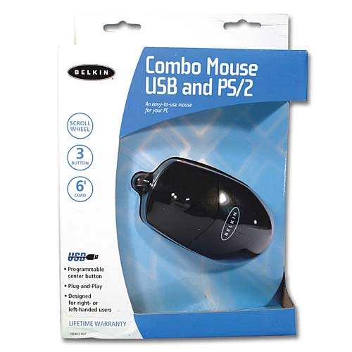 Belkin 3 Button Mouse with Scroll Wheel (PS/2 & USB  Combo) Black image