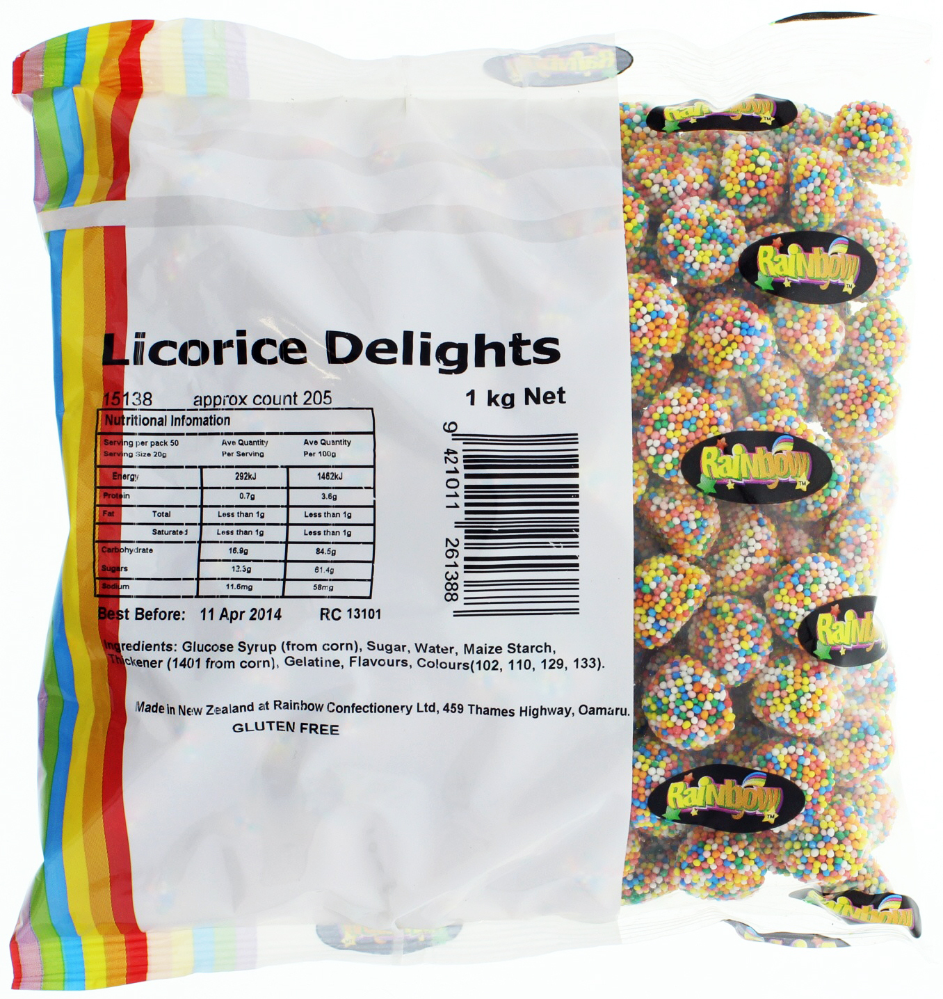 Rainbow Confectionery Licorice Delights Bulk Bag 1kg image