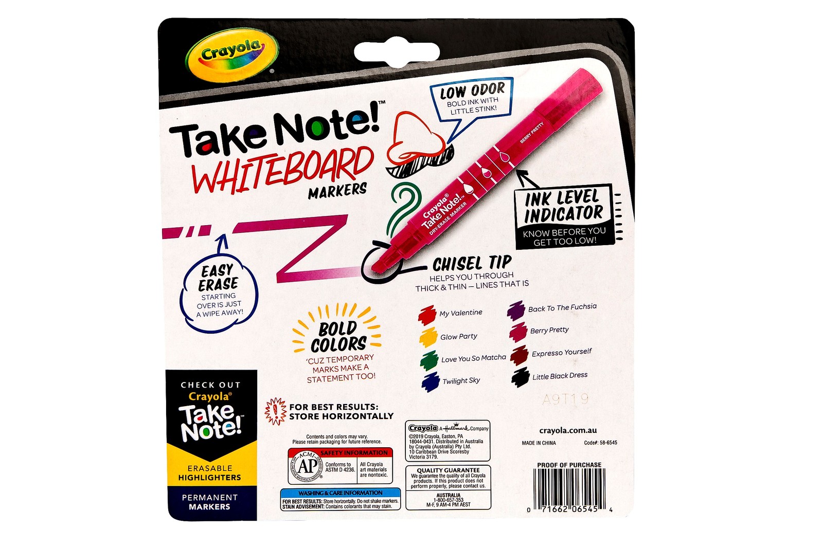 Crayola: Take Note - Chisel Tip Whiteboard Markers - 8 Colours image