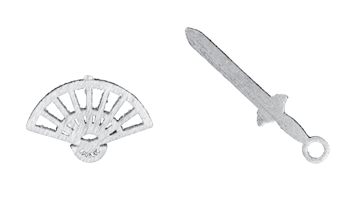 Short Story: Disney Earring Mulan Fan and Sword - Silver image