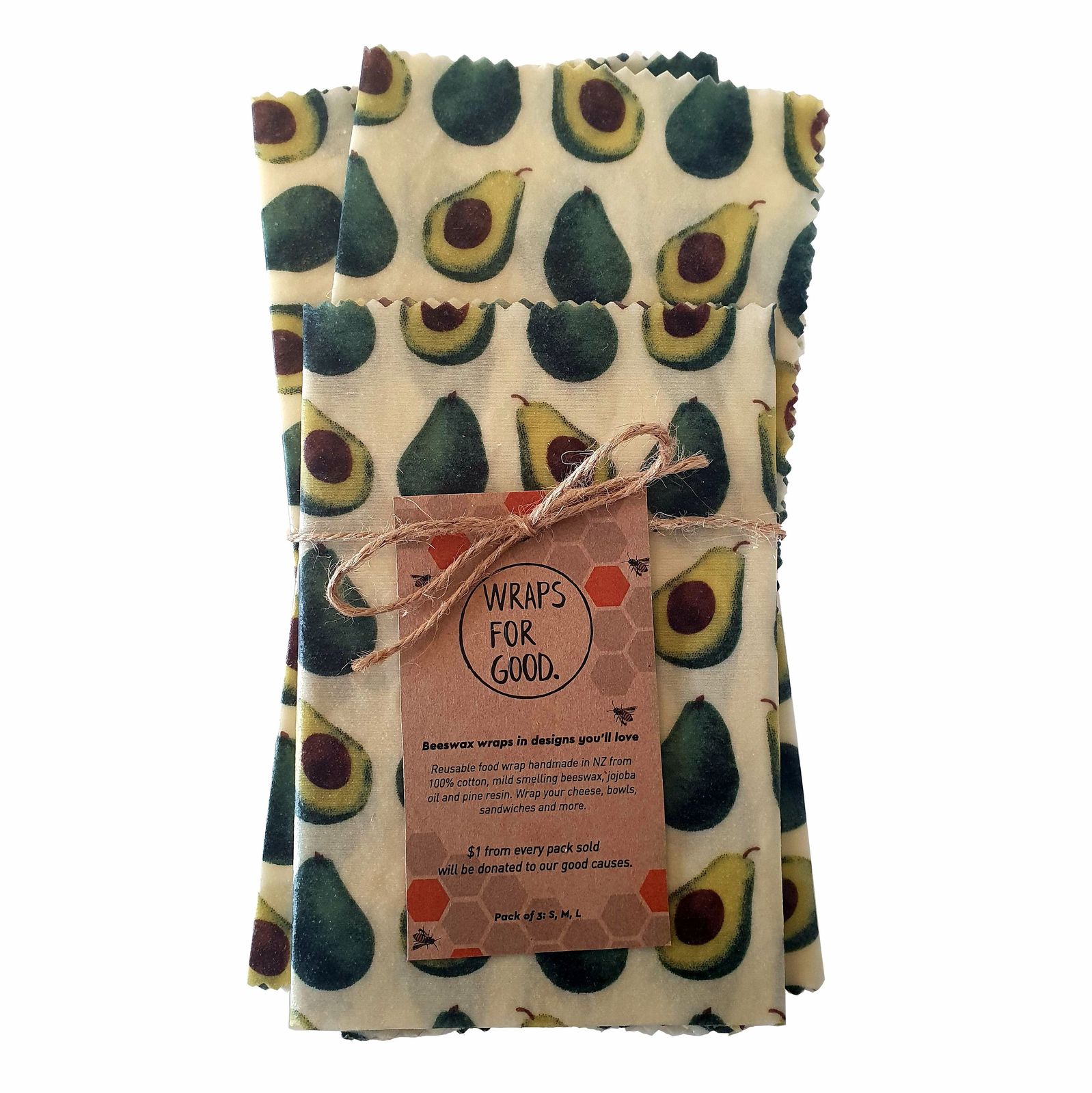 Beeswax Wraps Reusable Food Wrap - Avocados image