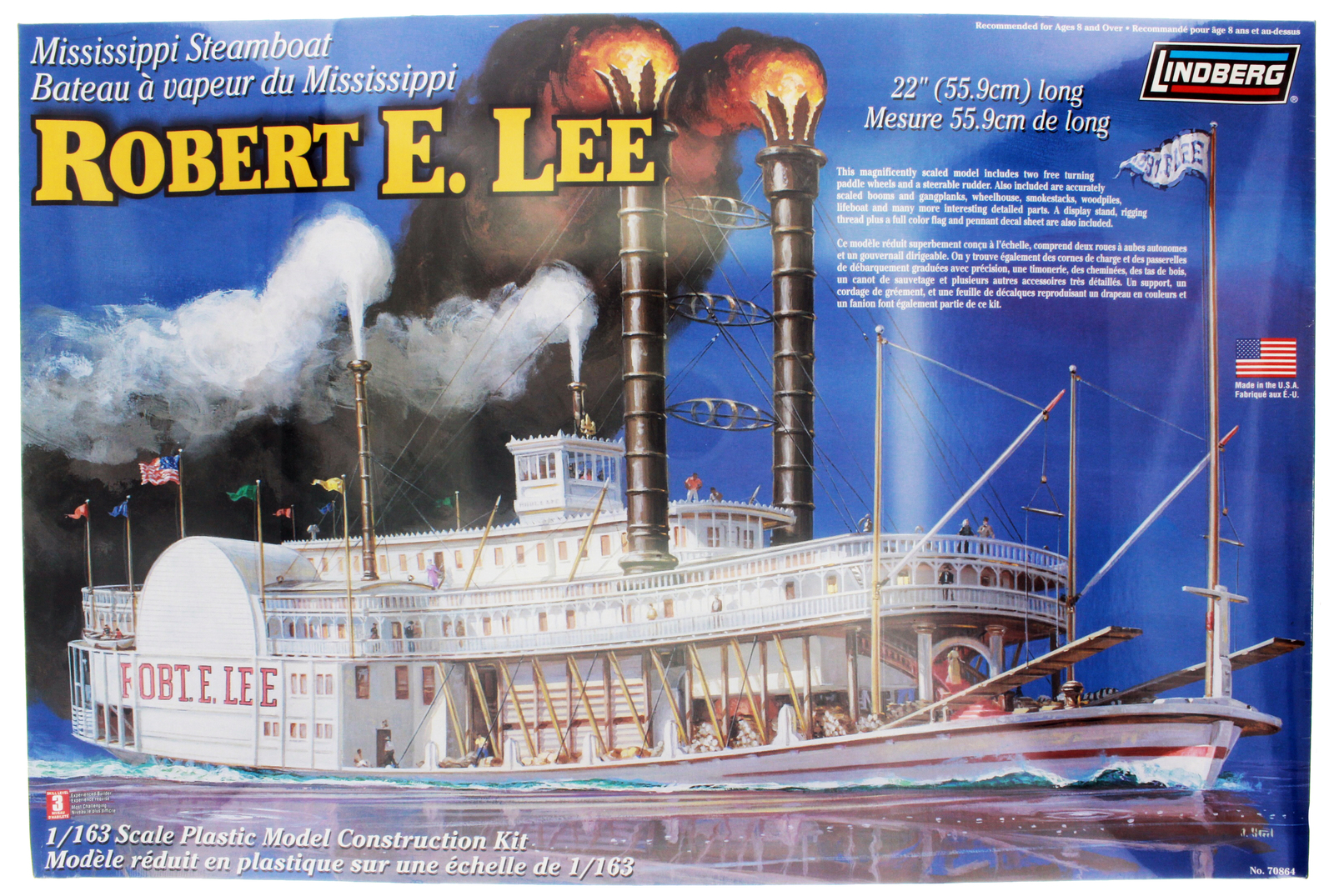 Lindberg Robert E. Lee Mississippi Steamboat 1/163 Model Kit at