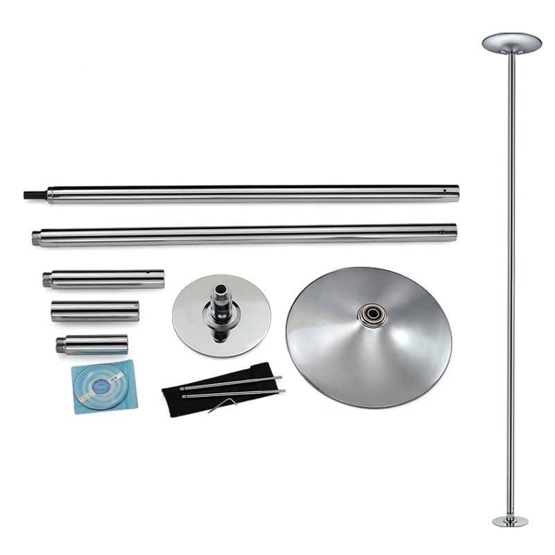 360° Pro Fitness Spinning Dancing Training Pole - Chrome (223-274cm) image
