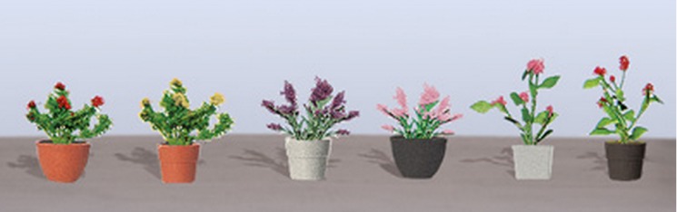 JTT: HO Scale Assorted Potted Flower Plants #1 (6 Pack)