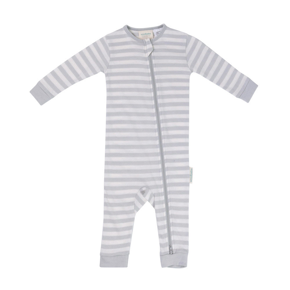 Woolbabe Merino/Organic Cotton Sleepsuit - Pebble (6-12 Months) image