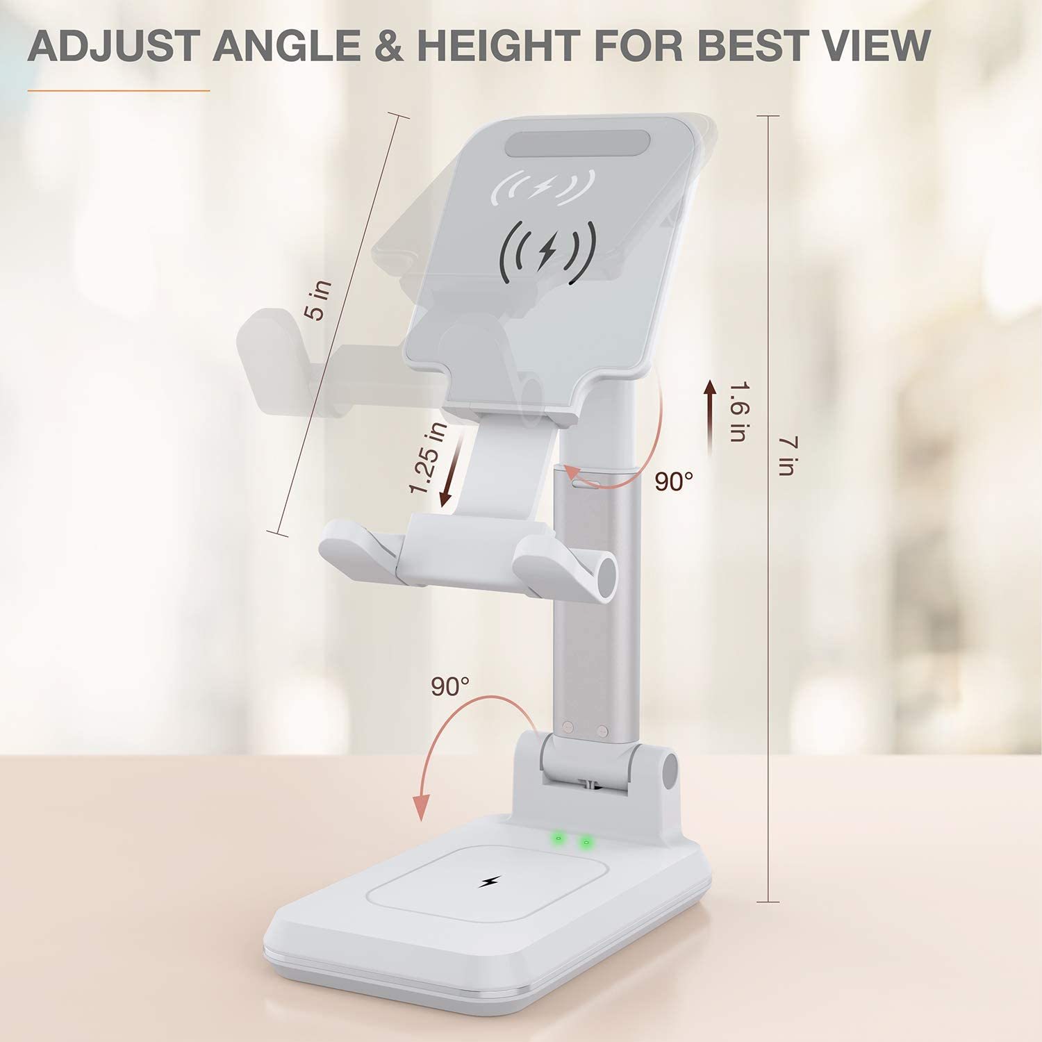 2-in-1 Dual Wireless Charging Stand - White image