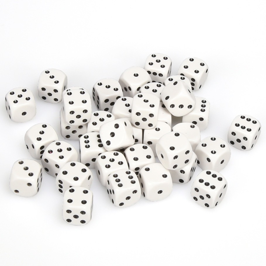 Chessex: D6 Opaque Cube Set (12mm) - White/Black image